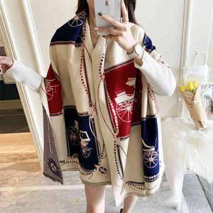 Шарф шейный ящик шарфы Корейский осень зима женская мода универсальная теплая шаль длиннее имитация кашемировой палатки