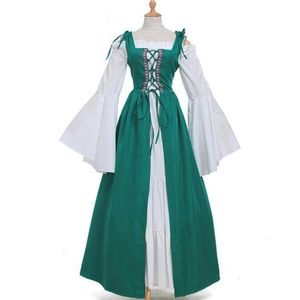 Casual Dresses Women Medieval Dress Vintage Renaissance Lace Up Corset Victorian Halloween Party Costume Plus Size XL XL Vestidos
