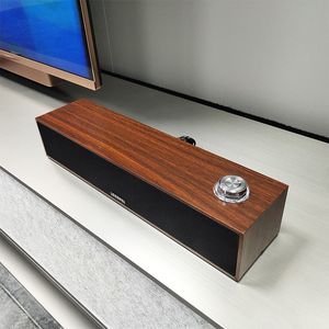 Altoparlante Bluetooth multimediale cablato Audio Altoparlanti retrò in legno a striscia lunga per desktop da casa Mini Subwoofer temperamento nobile
