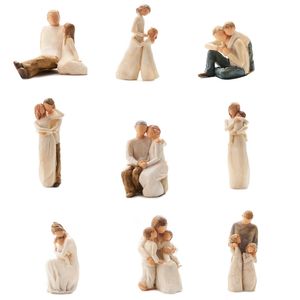 [MGT] Nordic Style Love Family Resin Figure Figurin Ornaments Familj Happy Time Heminredning Hantverk Inredning 210727