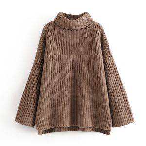 Inverno grosso Sólido Solta Suéteres Moda Turtleneck Casual Pullovers elegantes senhoras manga comprida suéteres 210520