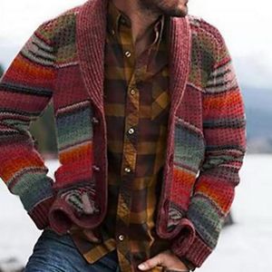 Cardigan da uomo Maglioni stampati Autunno Caldo Maglione di Natale Giacca da uomo alla moda Cappotto Colletto alla coreana casual Maglieria da uomo