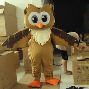 Performance Big Face Owl Mascot Costumes Christmas Fancy Party Dress Personaggio dei cartoni animati Outfit Suit Adulti Taglia Carnevale Natale Pasqua Abbigliamento a tema pubblicitario