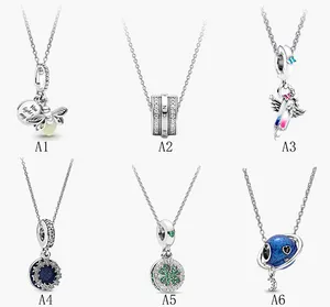 Gioielleria raffinata Autentico argento sterling 925 Bracciali con ciondoli Pandora Fit Firefly Future Dream Crayon Collana Ciondolo catena di sicurezza fai-da-te Perline fai-da-te