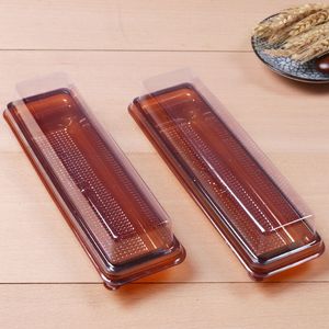 長い透明ロールケーキボックスプラスチックブリスターベーキングデザートケーキ包装箱卸売DH8740