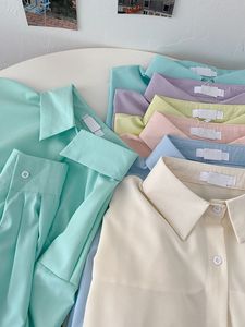 Frauen Hemd Frühling und Herbst Koreanische Kleidung Casual Einfarbig Vintage Blusen Lose Top Weibliche 210514