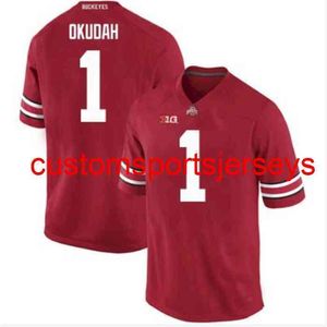 ステッチメンズ女性青少年1オハイオ州立バッキーズJeffrey Okudah Jersey NCAAスカーレット19/20カスタム任意の名前XS-5XL 6XL