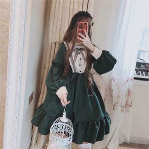 Mozuleva Gothic Lolita Dress Harajuku Moda Cross Cosplay Kobieta Sukienka Japoński Kawaii Green Tulle Sukienka Cute Girl Streetwear 210706