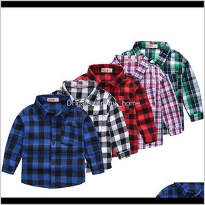 Babykläder Baby Maternity Drop Leverans 2021 Plaid Casual 13 Färger Långärmad Singel Breasted Shirts England Style Spring Autumn Kids Cl