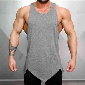 Muscleguys Marke Fitness Kleidung Turnhallen Tank Top Männer Canotta Bodybuilding Shirt Singlet Tanktop Plain Weste ärmelloses Unterhemd 210421