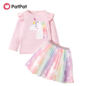 Arrivo primavera ed estate Kid Girl Unicorn Sets Abbigliamento per bambini Cute Trendy Children 210528