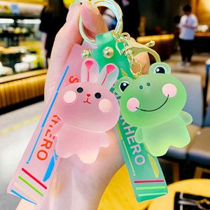 Lovers Cartoon Crystal Blush Animal Series Keychain Trend Resin Bunny Frog Bear Key Chain Accessories Gift G1019