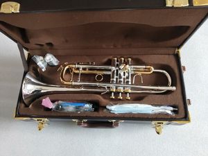 Bach Silver Trumpet. venda por atacado-Bach Stradivarius LT180S Trompete Autêntico Duplo Prata Banhado B Flat Top Musical Nível Profissional com Caso