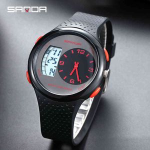 Sanda Band Shockproof 손목 시계 발광 모드 패션 남성 스포츠 시계 쿼츠 Businelectronic 시계 가을 증거 몽트르 homme x0524