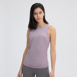 L-74 Canotta da yoga da donna T-shirt Outfit Nude Skin-Friendly Gilet con spalline Lady Bow Beauty Back Camicetta sportiva Moda Top da corsa larghi e traspiranti