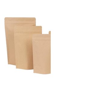 2022 NEW 11 sizes Brown Kraft Paper Stand-Up Bags Heat Sealable Resealable Zip Pouch Inner Foil Food Storage Packaging Bag With Tear Notch
