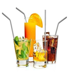 Stainless Steel Drinking Straws Reusable Straight and Bent Metal Straw Cleaning Brush for Coffee Beer Fruit Juice Drinking Tool