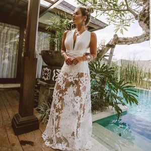 Lato Elegancka 2021 Nowe Sukienki Boho dla kobiet Sun White Dress Long Maxi Chic Hippie Beach Bohemian Y1006