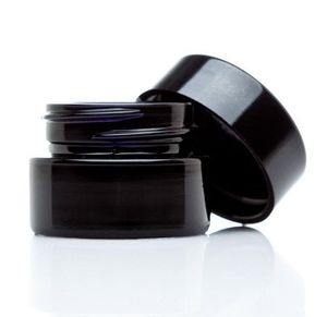 Protezione UV Full Black Vasetti di crema di vetro da 5 ml Bottiglia di cera Dab Contenitore concentrato di erbe secche all'ingrosso