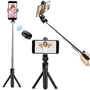 Wireless Selfie Stick Foldable Mini Handheld Telescopic Tripod for Phone Holder with Fill Light Bluetooth Shutter Remote Control H1106
