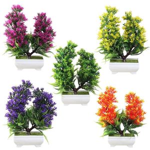 Dekorative Blumenkränze, pastorale Simulationspflanze, Mini, kleiner Topf, Bonsai, Wohnzimmer, Büro, Desktop-Dekoration