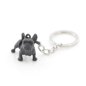 Metal Black French Bulldog Key Chain Cute Dog Animal Keychains Keyrings Women Bag Charm Pet Jewellery Gift Whole Bulk Lots