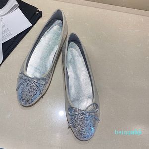 Designer Blelet Bright Ballet Flats Bow Grid Plaid Pattern Shoes Sapatos Mulher bombas básicas Trabalho de splicing de moda clássica