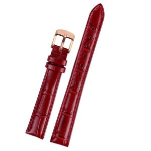 Натуральная кожаная батарея для наблюдения на курсу леди универсальный стиль моды ремень ремешок красный коричневый черный розовый браслет запястья 10 мм 12 мм 14 мм 16 мм H0915
