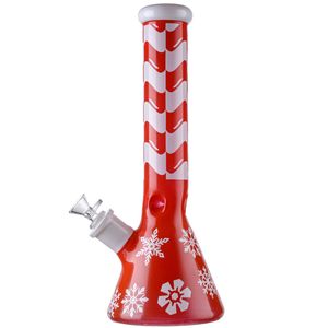 Xmas Big Bong Christmas Style Glass Bongs Heady Snowflake Hookahs Straight Tube 7mm tjock bägare Hookah med skål Diffused Downstem Dab Rigs Partihandel