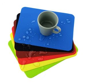 Silicone Anti Heat Table Mat Office Creative Fashion Mouse Pad Non Slip Cup Holder Washable Rectangle Placemat Kitchen Accessory SN2415