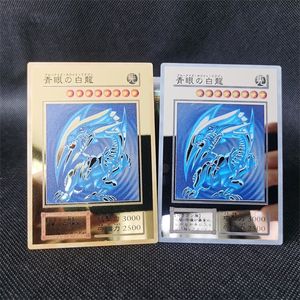 Yugioh Golden Metal Cards Yu-Gi-Oh Alloy Collection Card Blue Eyes Dark Magicial Obelisk Slifer Ra Kids Christmas Birthday Gift Y1212