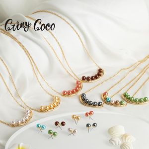 Wholesale jewelry set gold filled resale online - Earrings Necklace Cring Coco Hawaiian Pearl Smile Jewelry Sets Gold Filled Polynesian Pacific Colorful Pearls Stud Necklaces For Women