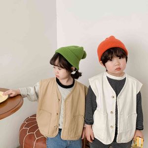 Spring Japan style solid color casual thin waistcoats unisex cotton all-match loose vests 210508