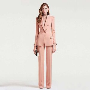 Куртка + брюки женские деловые костюм женский офис униформа женские формальные брюки костюм двойной погружной женской смокинги на заказ 210927