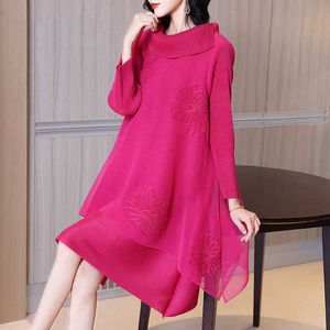 VANOVICH Fashion Women Dress Spring and Summer Solid Color Casual Nine Sleeve Clothing 210615