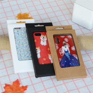 1000 sztuk Puste Papier Kraft Retail Packaging Pudełko z oknem dla Samsung Telefon Komórkowy Phone Case Case Cover Shell Display Retail