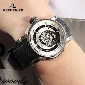 Reef Tiger / RT Top Brand Military Sport Watch Men Waterproof Designer Orologi meccanici automatici Orologi da polso con cinturino in gomma