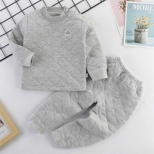 Kid Pyjamas Winter Children Clothing Sets Warm Fleece Pajamas For Boys Thicken Girls Sleepwear Baby Thermal Underwear 211109