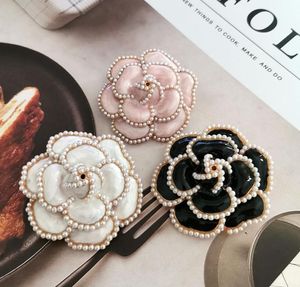 Wholesale Pins, Brooches Big Camellia Pearl Brooch For Women Brand Desinger Broach Channel Lapel Pin Collar Clips Broches Jewelry