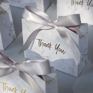 20 sztuk Dziękuję Ślub Favors Candy Box Papier Prezent Torba Urodziny Dekoracji Dekoracji Baby Shower Chocolate Boxes Opakowania 210724