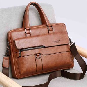 Retro Men PU Leather Black Briefcase Business Men Handbags Male Vintage Shoulder Messenger Bag Men Large Laptop Handbags 210809