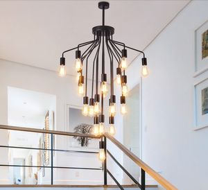 luce lungo lampadario Lampade American duplex piano soggiorno faro loft negozio di abbigliamento in stile industriale retrò illuminazione a LED