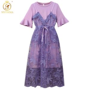 Women's Summer Two Piece Plus Size Dress Set Ladies Short Sleeve Sexy V-Neck Embroidered Floral Spaghetti Strap Vest Suit 210520