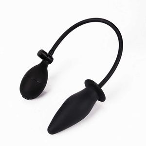 Wholesale vagina pump silicone resale online - Massage Items Soft Silicone Inflatable Anal Dildo Butt Plug Dilator Anus Massager Sexyy Toy for Women Men Gay Black Pump Vagina Extender