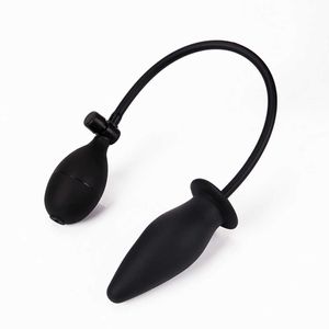 Massage Items Soft Silicone Inflatable Anal Dildo Butt Plug Dilator Anus Massager Sexyy Toy for Women Men Gay Black Pump Vagina Extender