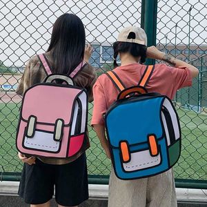 Creative Women 2D Ding Backpack Cartoon School Bag Comic Bookbag for Teenager Girls X0529