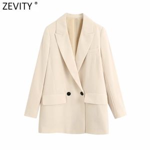 Zevity WomenファッションノッチカラーソリッドカジュアルブレザーコートオフィスレディーススタイリッシュなアウトウェアスーツシックなビジネスブランドトップスSW710 211006
