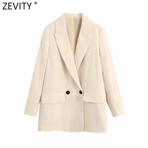 Zevity Moda Donna Colletto dentellato Solido Giacca sportiva casual Cappotto da ufficio Donna Elegante Outwear Suit Chic Business Brand Top SW710 211006