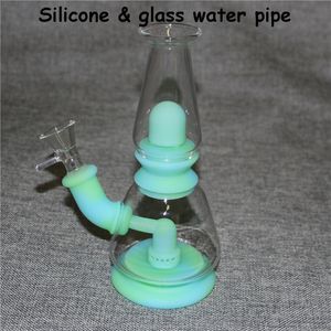 Glow in the dark Hookahs Glass Bubbler Water Pipes Shisha Hookah Smoking Tobacco Bongs Dabs Rig Silicon Pipe