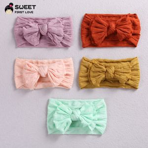 Bowknot Fascia per capelli sulla testa Fasce per bambini in nylon solido per bambina Turbante Copricapo per bambini Accessori per neonati Neonato